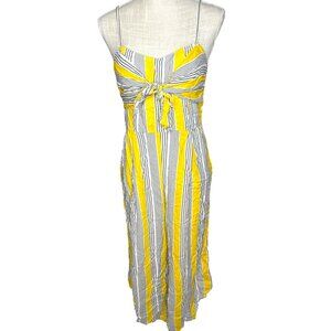 Shein Yellow & White Striped Jumpsuit L